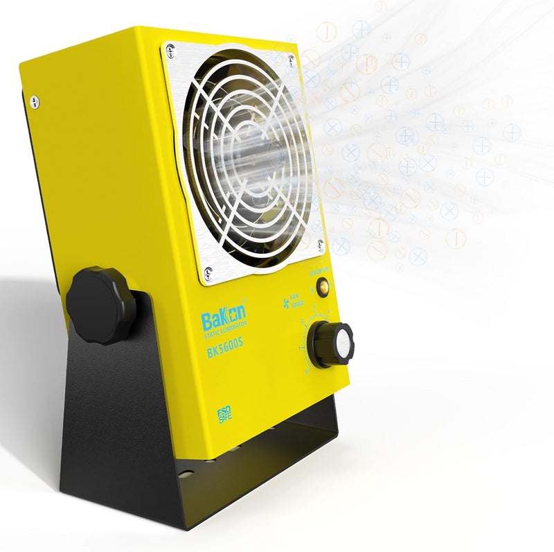 BAKON BK5600S Anti-Static Ion Fan, Ion Electric Fan, Static Eliminator, Electronic Manufacturing Maintenance, Scientific Research Laboratory, Chip Packaging to Eliminate Static Electricity (BK5600S-Yellow) - Image 1